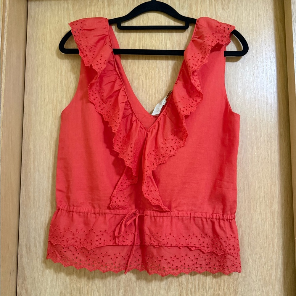 Vanessa Bruno Coral Ruffled Blouse